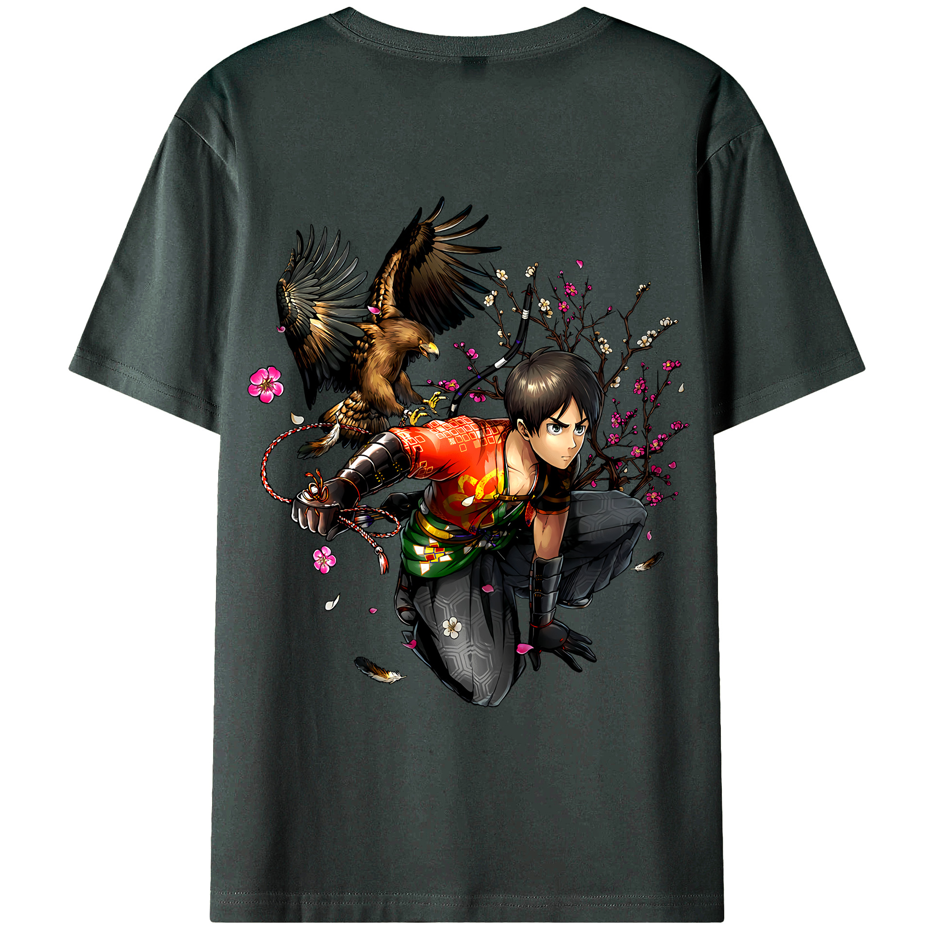 （画像用） 進撃の巨人 エレン･イェーガー Attack on Titan Eren Jäger 綿100％ メンズ半袖Tシャツ（バックプリント） 通気性